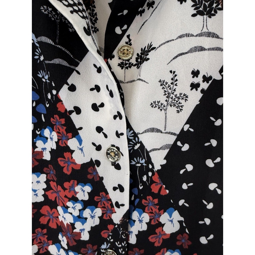 Tommy Hilfiger‎ Printed Patchwork Button-up Shirt Size Medium Tie back - Picture 5 of 8